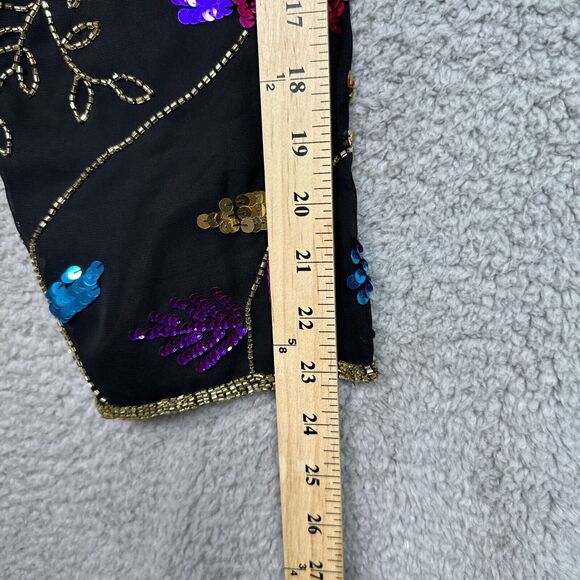 Vintage Draper’s & Damon’s 1X Silk Sequin Beaded Floral Jacket Black Glam - Picture 12 of 16